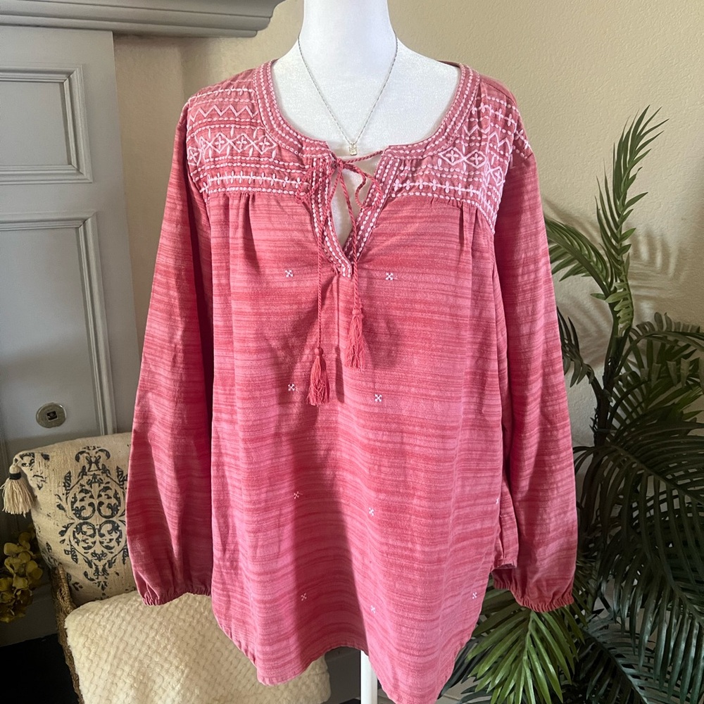American Sweetheart Flowy Peasant Top Size XL